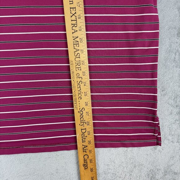 Peter Millar Summer Comfort Golf Performance Mens Pink Striped Polo Shirt Large - Picture 7 of 7